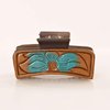 Merbaa Western Cowgirl Stuff Women's Leather Prairie Sunrise Claw clip 3.5" Rectangle Jaw Cowhide Hand Tooled Leather Patch Clips for Thick, Long, Short, Curly Hair Cowboy Fashion Claw Clip