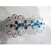 Generic Silver filigree hair clip barrette with blue crystals bridal hair clip