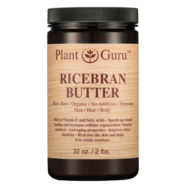 Ricebran Body Butter 32 oz. 100% Pure Raw Fresh Natural Cold Pressed. Skin Body and Hair Moisturizer, DIY Creams, Balms, Lotions, Soaps.
