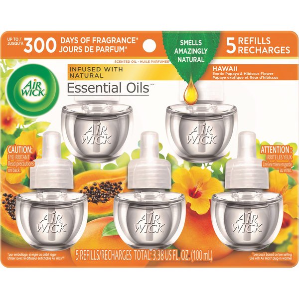 Air Wick Plug in Scented Oil Refill, Hawaii, 5ct, Air Freshener, Essential Oils