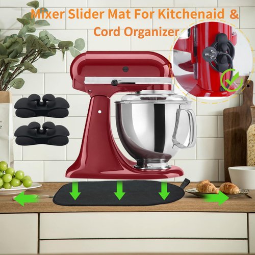 Mixer Mover Sliding Mats for KitchenAid Stand Mixer With 2 Mixer Accessories Slider Mat Pad Kitchen Appliance Slide Mats Pads Compatible with KitchenAid 4.5-5 Qt Tilt-Head Stand Mixer Artisan Classic