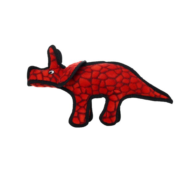 TUFFY - World's Tuffest Soft Dog Toy - Junior Dinosaur Triceratops - Multiple Layers. Made Durable, Strong & Tough. Interactive Play (Tug, Toss & Fetch). Machine Washable & Floats
