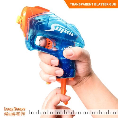 Pandahero 2 Pack Mini Blaster Guns Set for Nerf, Small Toy Pistol for Boys - 20 Refill Foam Darts 2 Wristbands, Christmas Stocking Stuffers, Birthday Gifts for Toddlers Kids Age 3-5 5-7 8-12 Year Olds