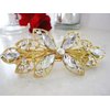 Generic Flower shaped crystal hair barrette clip bridal clip bridal barrette (Primary color: Gold), 1 Count (Pack of 1)