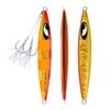 OCEAN CAT 1 PC Lead Metal Flat Slow Fall Pitch Fishing Jigs Lures Sinking Vertical Jigging Bait with Butterfly Hook for Saltwater Fishing (Red&Gold, 80g)