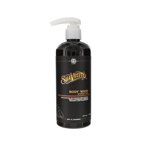 Suavecito Men's Body Wash 16 oz. Pump Bottle Exfoliating Deep Cleaning Showering Whiskey Bar Fragrance