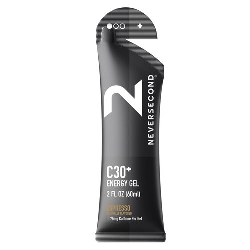 Neversecond C30+ Energy Gel + Caffeine, Performance Nutrition & Hydration, Never2 Energy Gel for Triathlons, Ironman, Cycling & Marathons (Espresso Flavor, 12-Count Pack)