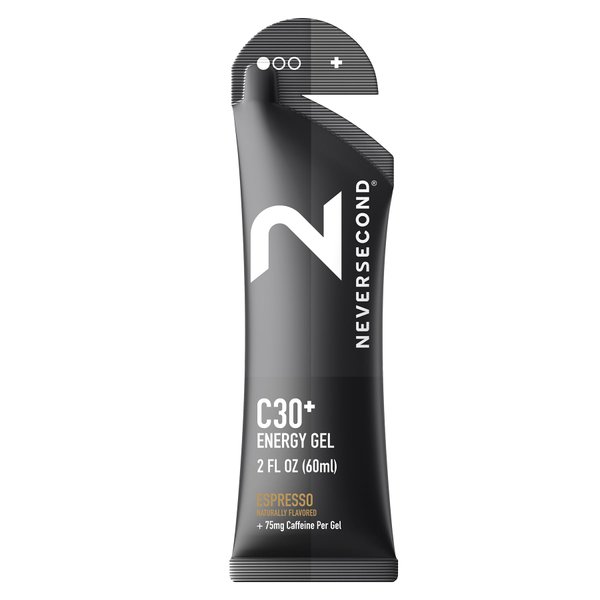 Neversecond C30+ Energy Gel + Caffeine, Performance Nutrition & Hydration, Never2 Energy Gel for Triathlons, Ironman, Cycling & Marathons (Espresso Flavor, 12-Count Pack)