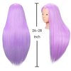 SILKY 26"-28" Long Hair Mannequin Head with 60% Real Hair, Hairdresser Practice Training Head Cosmetology Manikin Doll Head with 9 Tools and Clamp - Purple, No Makeup
