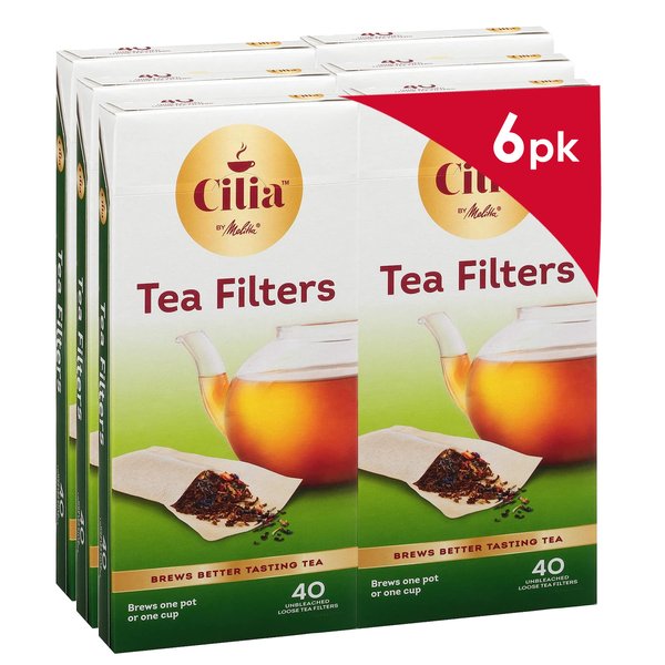 Cilia by Melitta Tea Filters, White, 40 Count (Pack of 6) 240 Total Filters Count