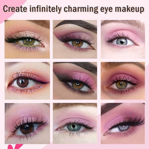 CAKAILA 18Colors Purple Pink Nude Shimmery Eyeshadow Palette Makeup,Light Purple Mauve Glitter Sparkly Highly Pigmented Eye Shadow Long Lasting Waterproof Naturing-Looking Blendable for Beginners