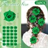 24 Pack St Patricks Day Hair Clip Rose Flower Hairpin Floral Brooch for Party Supplies Wedding Pack for Women Girls Rose Hair Accessories Boho Flower Pins(Green)