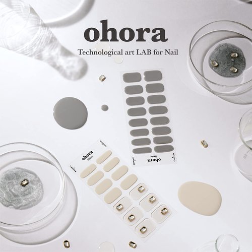ohora Semi Cured Gel Nail Strips (N Mild latte) - Nude, Ombre, Works with Any UV/LED Nail Lamps, Salon-Quality, Long Lasting, Easy to Apply & Remove - Includes 2 Prep Pads, Nail File & Wooden Stick