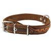 Brown Genuine Leather Braided Dog Collar, 1" Wide. Fits 14"-17" Neck.