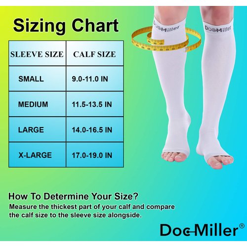Doc Miller Open Toe Compression Socks Women and Men, Toeless Compression Socks Women, Support Circulation Shin Splints and Calf Recovery, Varicose Veins, 1 Pair (Gray, Medium)