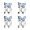 4 Pcs Vintage Butterfly Hair Combs with Crystal Metal Hair Side Comb Clips Wedding Bridal Headpiece Hair Accessories for Women Girls, Silver