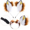 Fox Cat Fur Ears Hair Headwear Wolf Animal Halloween Cosplay Costume Faux Cat Fox Long Fur Ears Anime Costume Headband Brown