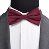 Branduce Mens Burgundy Bow Tie and Pocket Square Set for Wedding Silk Wine Red Pre-tied Bow tie Handkerchief (BB01-01)