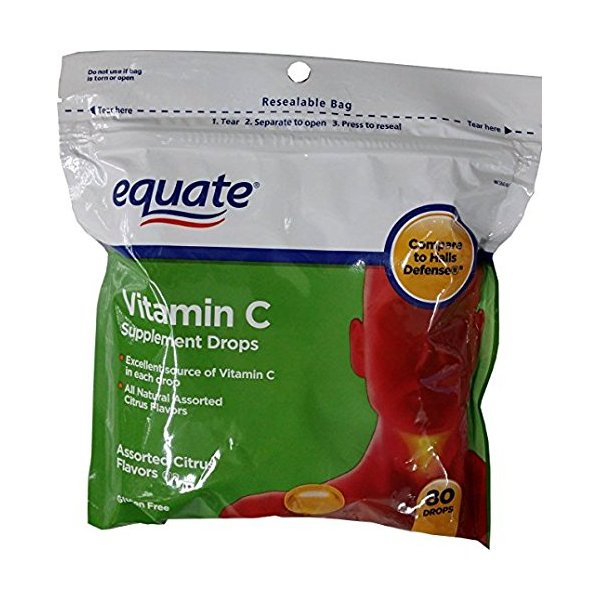 Equate Vitamin C Supplement Drops 80ct, Compare to Halls Defense
