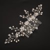 Teyglen Silver Rhinestone Headpiece Flower Bride Wedding Hair Comb Bridal Crystal Hair Pieces Bridal Side Comb Hair Accessories for Women