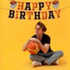 PANRRPERS Basketball Happy Birthday Banners，Basketball Themed Party Decorations，Basketball Slam Dunk Garland Birthday Party Bunting Sign for Kids Teenagers Boys Men