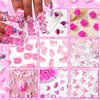 3D Pink Nail Charms Bulk Gummy Bear Butterfly Bow Assorted Nail Charms Set Planet Cherry Gems Cute Heart Star Pearls Nail Charms for Nail Art DIY Supplies Accessories