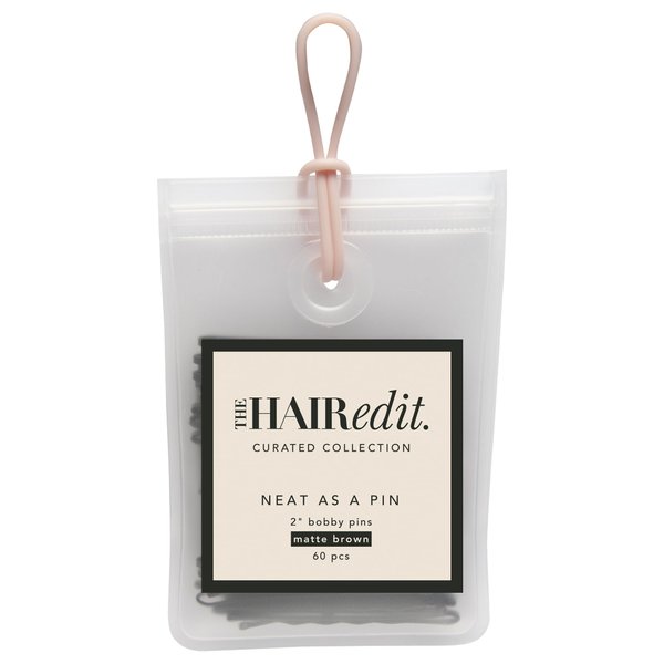 The Hair Edit Neat As a Pin Bobby Pins – Professional Grade 2" Matte Brown Hair Pins With Storage Bag, 60 pcs