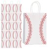 Youghuen 16 PCS Baseball Snack Bags,Baseball Paper Bags with Handle as Goodie Bags, Candy Bags for Team, Birthday Party Favors Supplies Sports Party Decoration, white