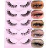 Cat Eye Lashes Fairy Eyelashes Wispy Fluffy False Eyelashes Fox Strip Fake Eyelashes 5 Styles Mixed Fluffy Mink Lashes with Long Tail Eye Lashes Pack 5 Pairs