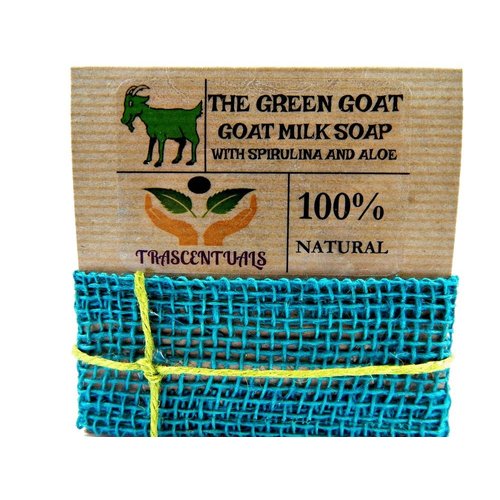 TRASCENTUALS Aloe Vera Soap With Spirulina and Goat Milk Extra Moisturizing Bar for Face or Body Washing Helps with Acne, Eczema, or Psoriasis (1 (ONE) PACK)