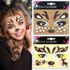 Cute Deer Face Stickers Christmas Reindeer Face Stickers Xmas Glitter Temporary Tattoos Animal Face Jewel Sticker Self-adhesive Face Art Stickers for Adult Sparkling Eye Face Tattoo Stickers for Xmas