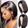 ISEE Hair Short Bob Wigs Human Hair Lace Closure Wigs Brazilian Virgin Human Hair Straight Bob Lace Front Wigs For Black Women Pre Plucked with Baby Hair Natural Black 12 Inch