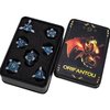 ORIFANTOU 7PCS Metal DND Dice Set Black Blue D&D Dice with Box, Debris RPG D and D Dice Dungeons and Dragons Role Playing Game Polyhedral Dice Set D20 D12 D10 D8 D6 D4