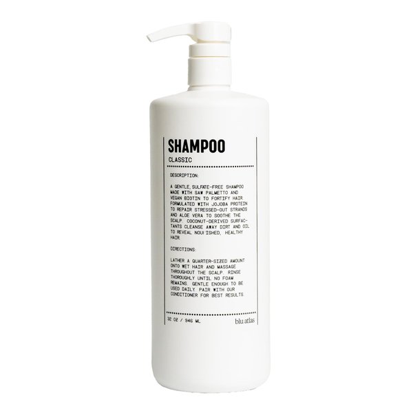 Blu Atlas Men's Natural Shampoo - For All Hair Types - Gentle Cleansing, Deep Hydrating Shampoo Vegan Sulfate and Paraben-Free- Classic Scent, 32 oz.