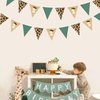 Jungle Safari1st Birthday Pennant Banner Flag Sage Green Giraffe Printed Burlap Triangle Fabric Bunting with Felt 1 Sign for Wild One Giraffe Animal Onedland First Birthday Party Decorations Supplies