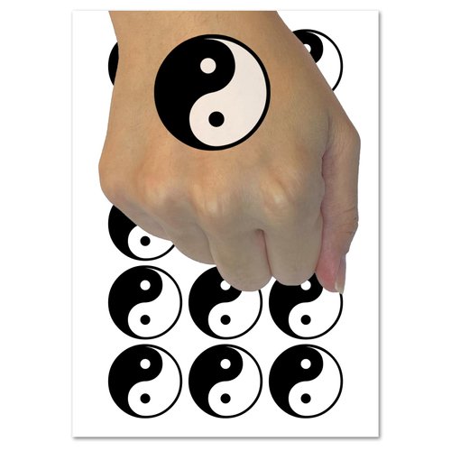 Yin and Yang Symbol Temporary Tattoo Water Resistant Fake Body Art Set Collection - 54 1" Tattoos (1 Sheet)