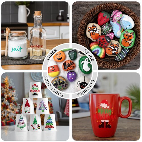 Orange Paint Markers, 5 Pack Oil-Based Waterproof Quick Dry Permanent Paint Pen Set for Rocks Painting, Wood, Fabric, Plastic, Canvas, Glass, Mugs, Metal, Tire, Stone, DIY Craft