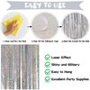 Silver Tinsel Foil Fringe Curtain Backdrop, 3.3 x 8.2 ft Metallic Glitter Curtain Streamers, 2 Pack Silver Photoboth for Birthday New Year Eve 2024 Disco Party Decorations