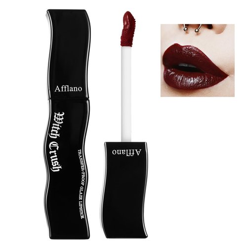 oygcee Burgundy Gothic Lip Gloss - Dark Red, Long-Lasting, Waterproof & Non-Sticky | Moisturizing, High Pigmented Vegan Lip Gloss for Bold Cosplay, Vampire & Halloween Makeup