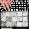 BELICEY White Bow Nail Art Charms 1000PCS Multi Shapes Pearl Heart Flowers Bowknot Nail Jewels Charms Resin Kawaii Pretty Nail Charms for DIY Decorations Nail Art Design with Tweezer Pickup Pencil