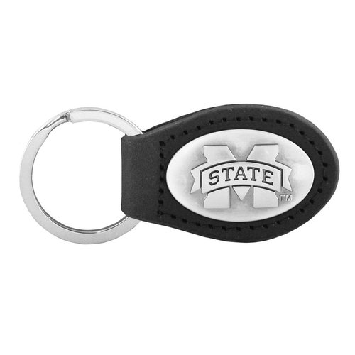 NCAA Mississippi State Bulldogs Zep-Pro Leather Concho Key Fob, Black