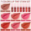7 Colors Lip Stain Set, Watery Lip Tint Stain Mini Liquid Matte Lipstick, Multi-use Lip Cheek Tint, Moisturizing Plump Lip Gloss, Lightweight Non-Sticky, Long Lasting Vivid Lip Tint Makeup (Peach)