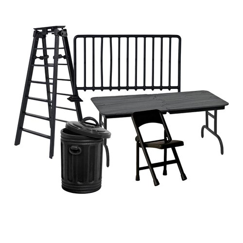 Set of 5 Wrestling Action Figure Accessories [Solid Black Edition] for Wrestling Action Figures