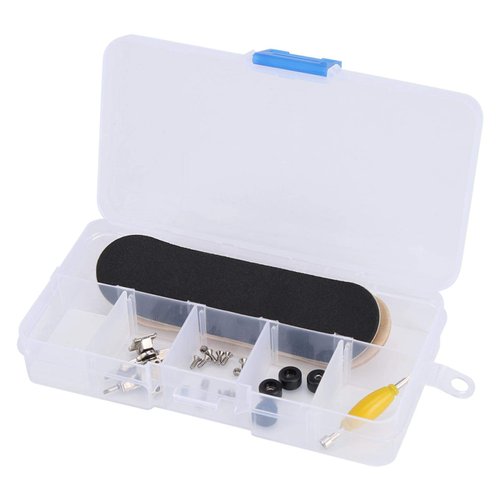 Oumefar 1Pc Maple Wooden Alloy Fingerboard Finger Skateboards with Box Skateboard Toys Reduce Pressure Kids Gifts Desk Decor(Black) Nonridingtoyvehicle Trucks Pro