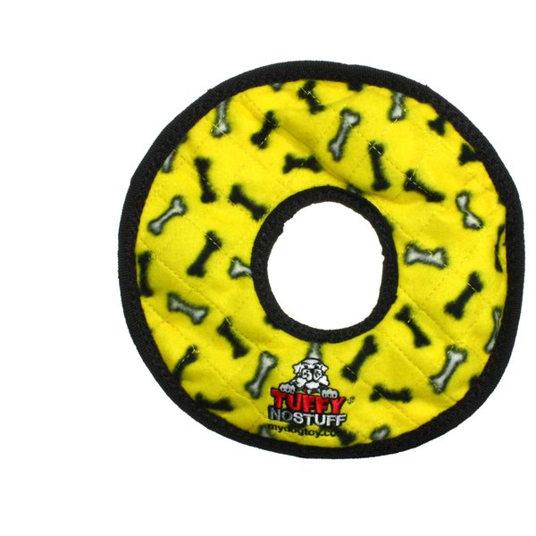 TUFFY - World's Tuffest Soft Dog Toy - NO Stuff Ring - Squeakers - Multiple Layers. Made Durable, Strong & Tough. Interactive Play (Tug, Toss & Fetch). Machine Washable & Floats (Yellow Bone 2 Rack)
