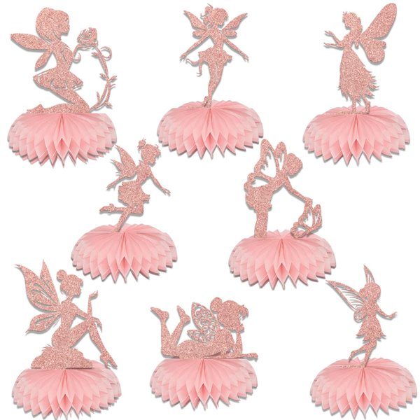 8 Pcs Fairy Honeycomb Centerpieces Fairy Centerpieces for Tables Fairy Birthday Baby Shower Party Decorations Fairy Themed Party Decor Supplies