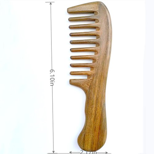 YOEIOCLR 100% Sandalwood Hair Comb, Handmade Wide Tooth Wooden Comb, No Static,Sandalwood Comb Wide Tooth,Gifts, Home and Outdoor (With Brocade Bag)