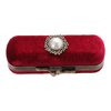 Cabilock Fashion Retro Velvet Lipstick Box Lip Balm Organizer Bag Durable Soft Cosmetic Storage Case with Mirror (Red)