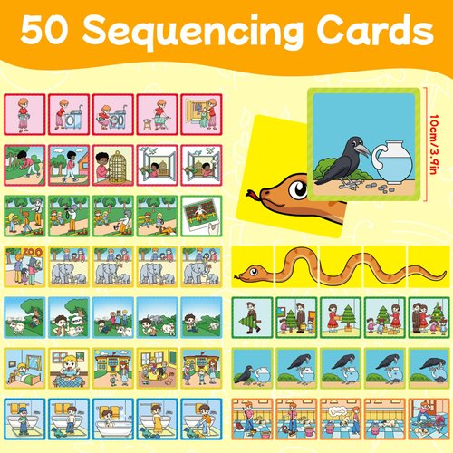 HugHush Sequencing Cards,Sequence Board Game for Kids,Story Storytelling,Speech Therapy Toys Materials for Autism,Social Skills,Sentence Building,Educational Classroom Preschool Learning Activities
