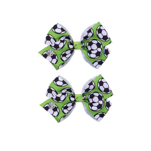 Soccer Hair Bow Clips Football Hair Clips Pin Sport Bow Soccer Hair Barrettes Pin BBG62 (Set-B)